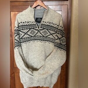 Nice Mens LOST HORIZON 1/4 Zip WOOL Thick Lined Sweater XL